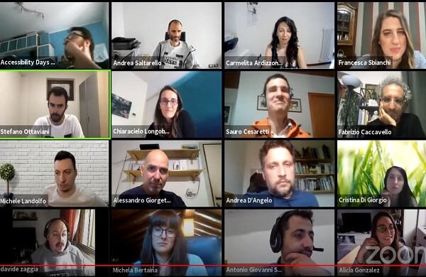 Il team degli Accessibility Days collegato in rete per i saluti finali