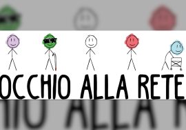 L'immagine-logo del progetto Occhio alla rete con cinque omini stilizzati con la testa di colore diverso a rappresentare bambini, adulti, anziani e persone con disabilità