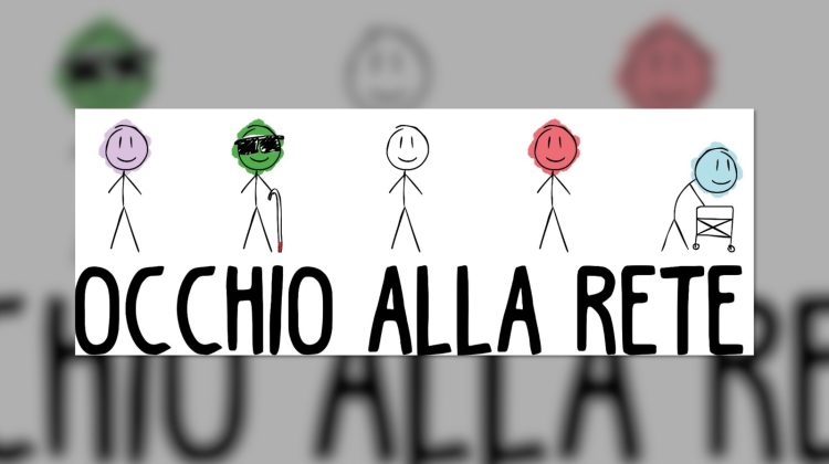 L'immagine-logo del progetto Occhio alla rete con cinque omini stilizzati con la testa di colore diverso a rappresentare bambini, adulti, anziani e persone con disabilità