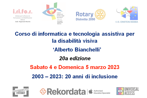 Corso di informatica e tecnologia assistiva ‘Alberto Bianchelli’: 20 anni di inclusione