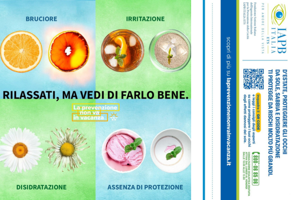 La locandina della campagna 2025: Su sfondo verde e azzurro sfumati, quattro figure doppiate con l'effetto dei raggi del sole, del vento e della sabbia. Sono una fetta di arancia, un bicchiere di gelato alla fragola, una margherita e un bicchiere di the al limone