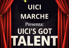 Sipario rosso che si apre. Dentro su sfondo nero: " UICI Marche presenta: UICI'S GOT TALENT "
