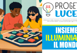 Locandina del Progetto Luce con la scritta INSIEME ILLUMINIAMO IL MONDO