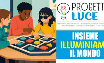 Locandina del Progetto Luce con la scritta INSIEME ILLUMINIAMO IL MONDO