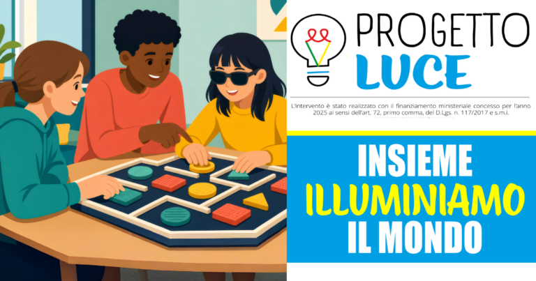 Locandina del Progetto Luce con la scritta INSIEME ILLUMINIAMO IL MONDO